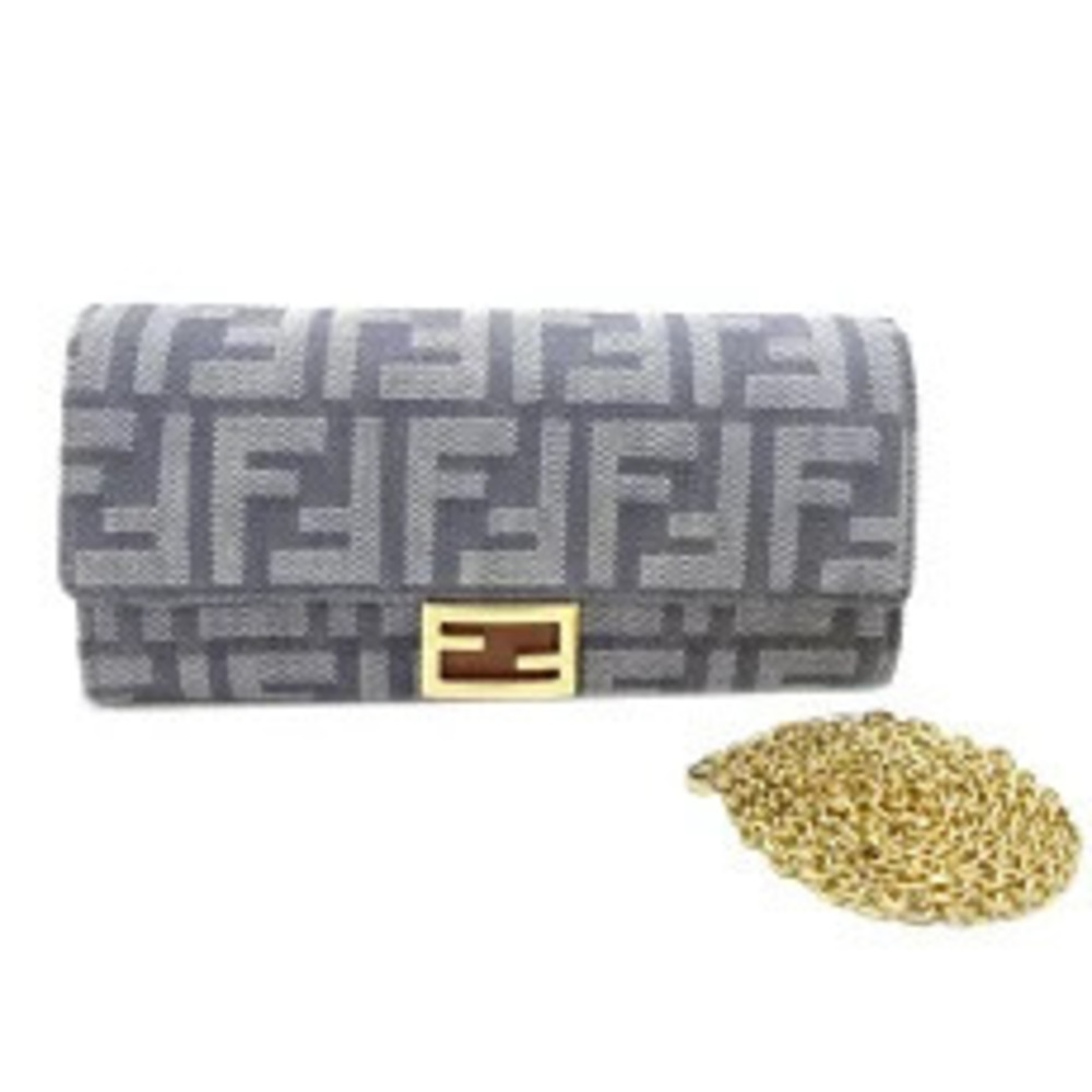 Fendi Bucket Chain Long Wallet Jacquard Blue